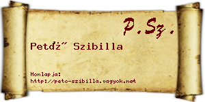Pető Szibilla névjegykártya